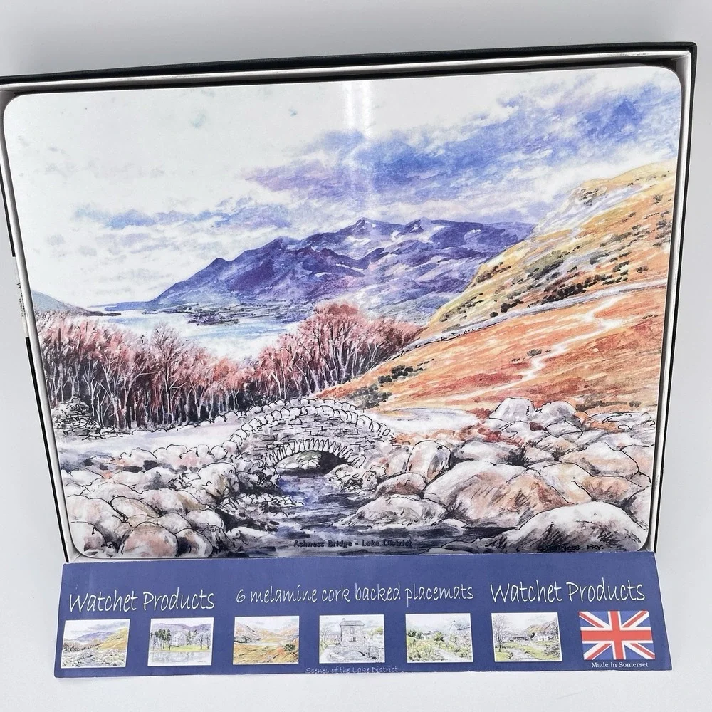 Watchet 6 Melamine Cork backed Placemats Scenes of Lake District UK Enesco Site
